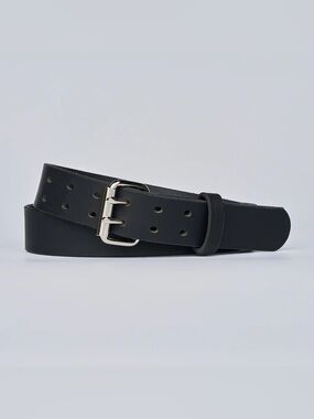 Hanks Leather Belt Black Sz 36 The Legend Double Prong Made In USA Water Buffalo